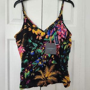 Cynthia Rowley Floral Adjustable Tank Top, Women's Size M, Black/nwt